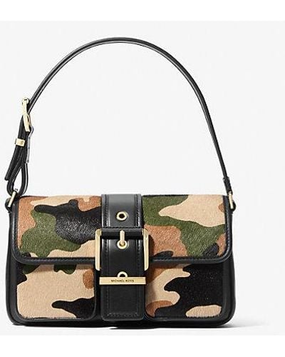 Michael Kors Colby Medium Camouflage Print Calf Hair Shoulder Bag - Black
