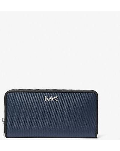 Michael Kors Varick Leather Zip-around Wallet - Blue