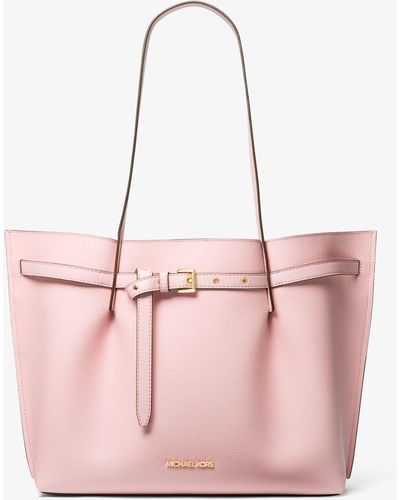 Michael Kors Emilia Large Pebbled Leather Tote Bag - Pink