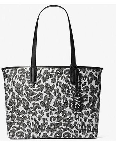 Michael Kors Eliza Extra-large Leopard Logo Tote Bag - White