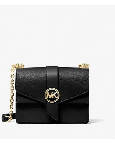 Michael Kors Mk Greenwich Small Saffiano Leather Crossbody Bag - Black