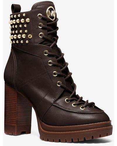 MICHAEL Michael Kors Yvonne Studded Leather Boot - Brown