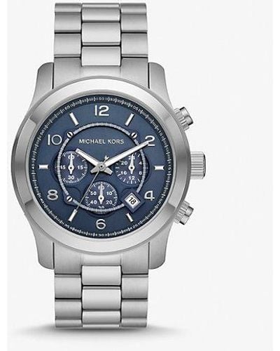 Michael Kors Oversized Runway Silver-tone Watch - Blue