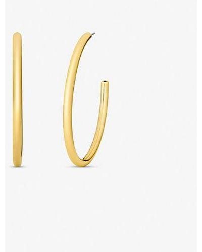 Michael Kors Precious-metal Plated Brass Large Hoop Earrings - White