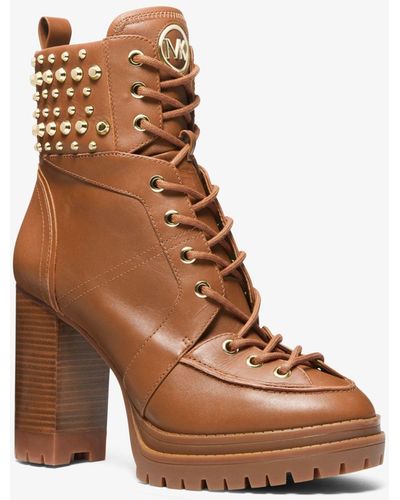 Michael Kors Yvonne Studded Leather Boot - Brown