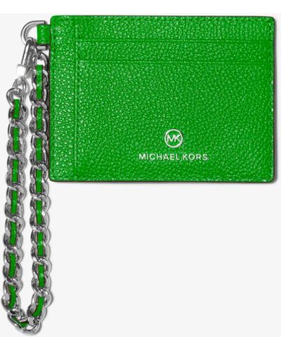 Michael Kors Small Pebbled Leather Chain Card Case - Green
