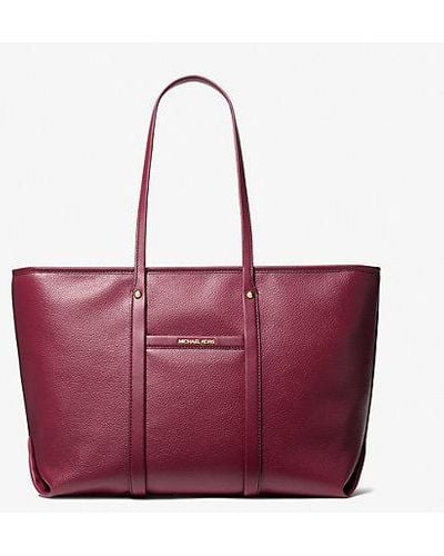 Michael Kors Beck Large Pebbled Leather Tote Bag - Red