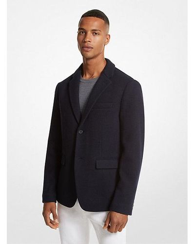 Michael Kors Double Face Wool Blend Blazer - Blue