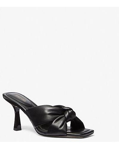 Michael Kors Mk Elena Leather Sandal - Black
