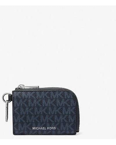 Michael Kors Logo Wallet And Keychain Gift Set - Blue