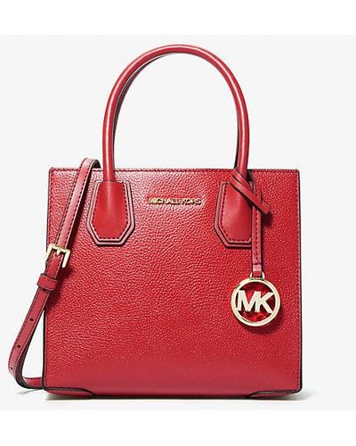 Michael Kors Mercer Medium Pebbled Leather Crossbody Bag - Red