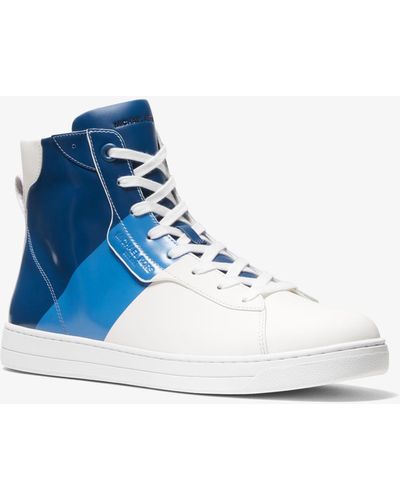Michael Kors Keating Color-block Leather High Top Trainer - Blue
