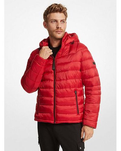 Michael Kors Blackfin Quilted Nylon Puffer Jacket - Red