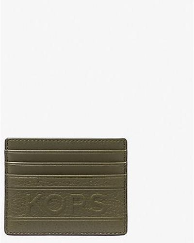 Michael Kors Hudson Embossed Pebbled Leather Tall Card Case - Green