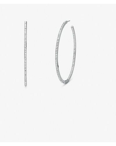 Michael Kors Precious Metal-plated Brass Pavé Hoop Earrings - White