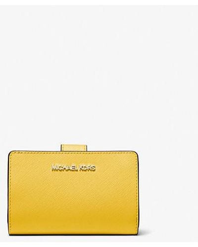 Michael Kors Medium Crossgrain Leather Wallet - Yellow