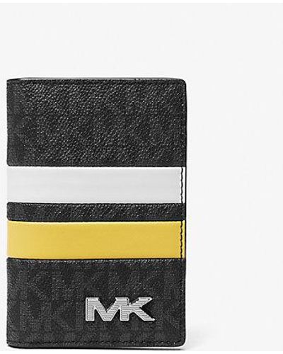 Michael Kors Signature Logo Stripe Bi-fold Card Case - Black