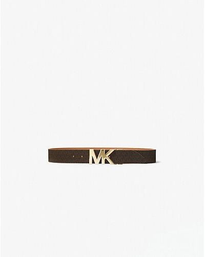 Michael Kors Reversible Logo And Leather Belt - White