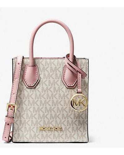 Michael Kors Mercer Extra-small Logo And Leather Crossbody Bag - Pink