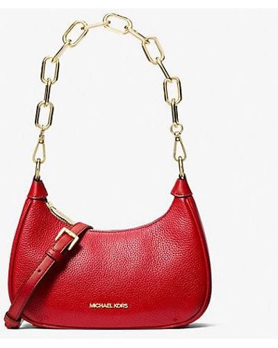 Michael Kors Cora Medium Pebbled Leather Shoulder Bag - Red