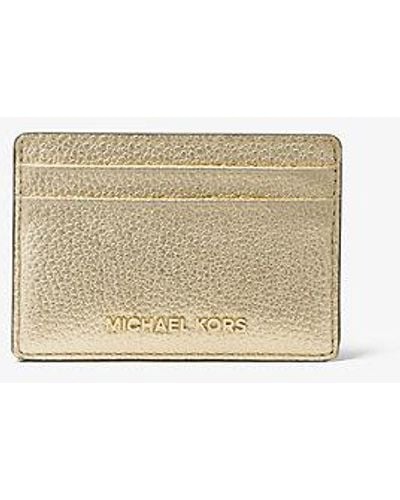 Michael Kors Metallic Pebbled Leather Card Case - Natural