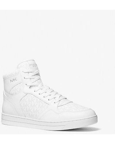 Michael Kors Jacob Leather And Signature Logo High-top Sneaker - White