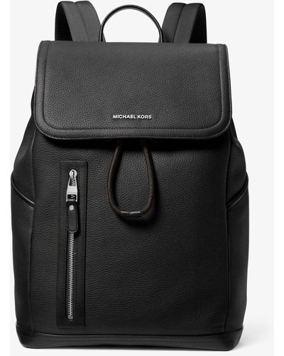 Michael Kors Hudson Pebbled Leather Utility Backpack - Black