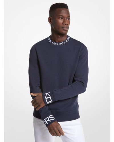 Michael Kors Logo Tape Cotton Blend Sweater - Blue