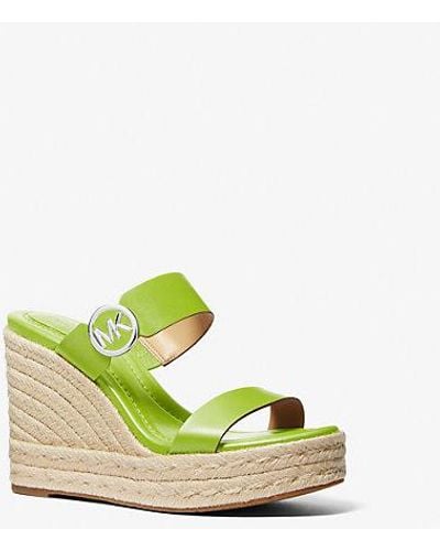 Michael Kors Lucinda Leather Wedge Sandal - Green