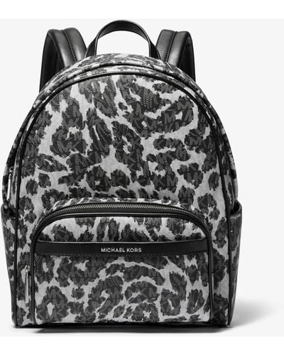 Michael Kors Bex Leopard Logo Backpack - Black