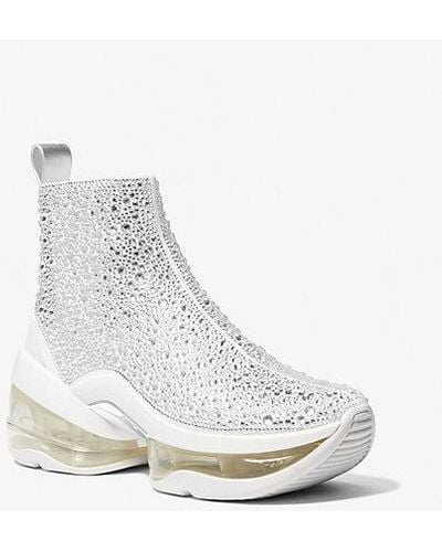 Michael Kors Mk Olympia Extreme Embellished Knit Sock Trainers - White