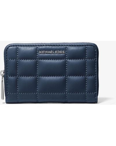 Michael Kors Mk Small Quilted Leather Wallet - Blue