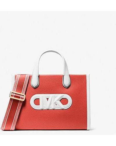 Michael Kors Gigi Small Embossed Pebbled Leather Messenger Bag - Red