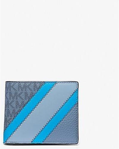 Michael Kors Cooper Logo And Striped Billfold Wallet - Blue