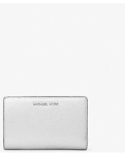 Michael Kors Empire Medium Metallic Pebbled Leather Wallet - White