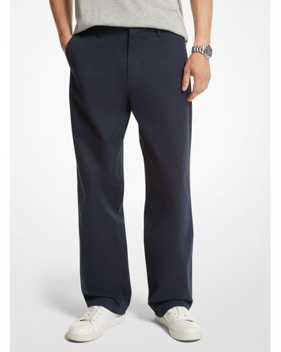 Michael Kors Pantalon chino à jambes larges en coton extensible - Bleu