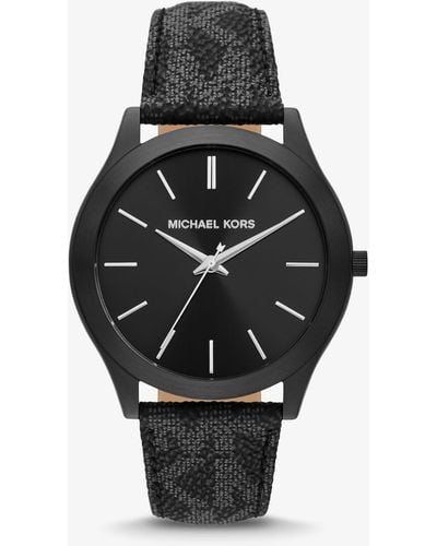 Michael Kors Reloj Runway fino oversize en tono negro con logotipo