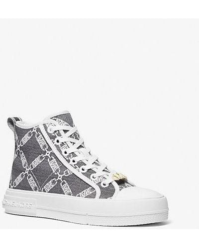 Michael Kors Evy Empire Logo Jacquard High-top Sneaker - White