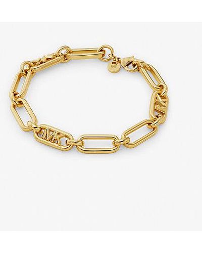 Michael Kors Platinum Plated Empire Link Chain Bracelet - Metallic