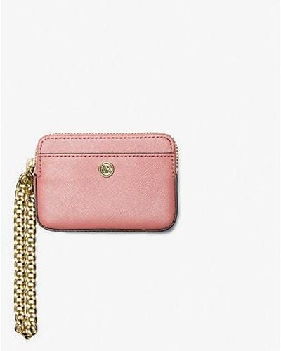 Michael Kors Medium Saffiano Leather Chain Card Case - Pink