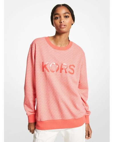 Michael Kors Logo Organic Cotton Blend Sweatshirt - Pink