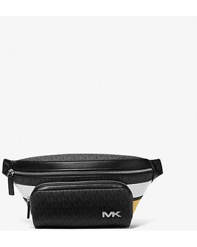 Michael Kors Rivington Striped Logo Belt Bag - White