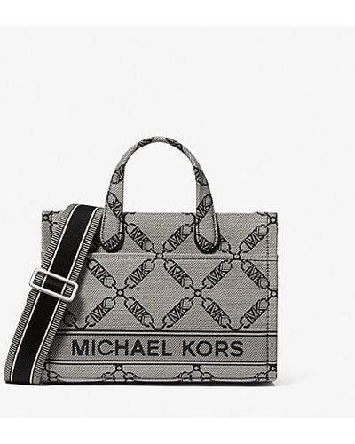 MICHAEL Michael Kors Mk Gigi Small Empire Logo Jacquard Small Tote Bag - Grey
