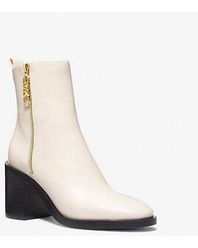 Michael Kors Mk Regan Leather Ankle Boot - White