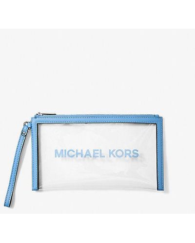 Michael Kors Jet Set Travel Large Clear Vinyl Wristlet - Blue