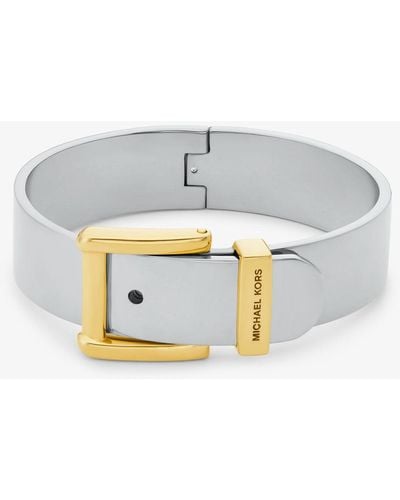 Michael Kors Gold-tone Or Silver-tone Colby Buckle Bangle Bracelet - White