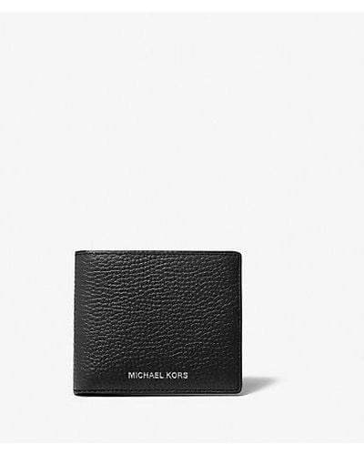 Michael Kors Hudson Pebbled Leather Slim Billfold Wallet - Black