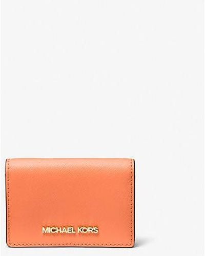 Michael Kors Jet Set Small Saffiano Leather Wallet - Orange