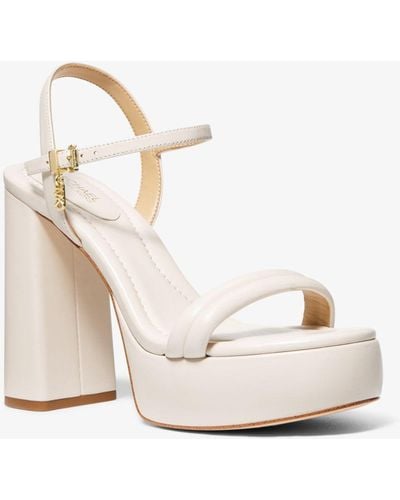 Michael Kors Laci Leather Platform Sandal - Natural