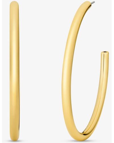 Michael Kors Precious-metal Plated Brass Large Hoop Earrings - White